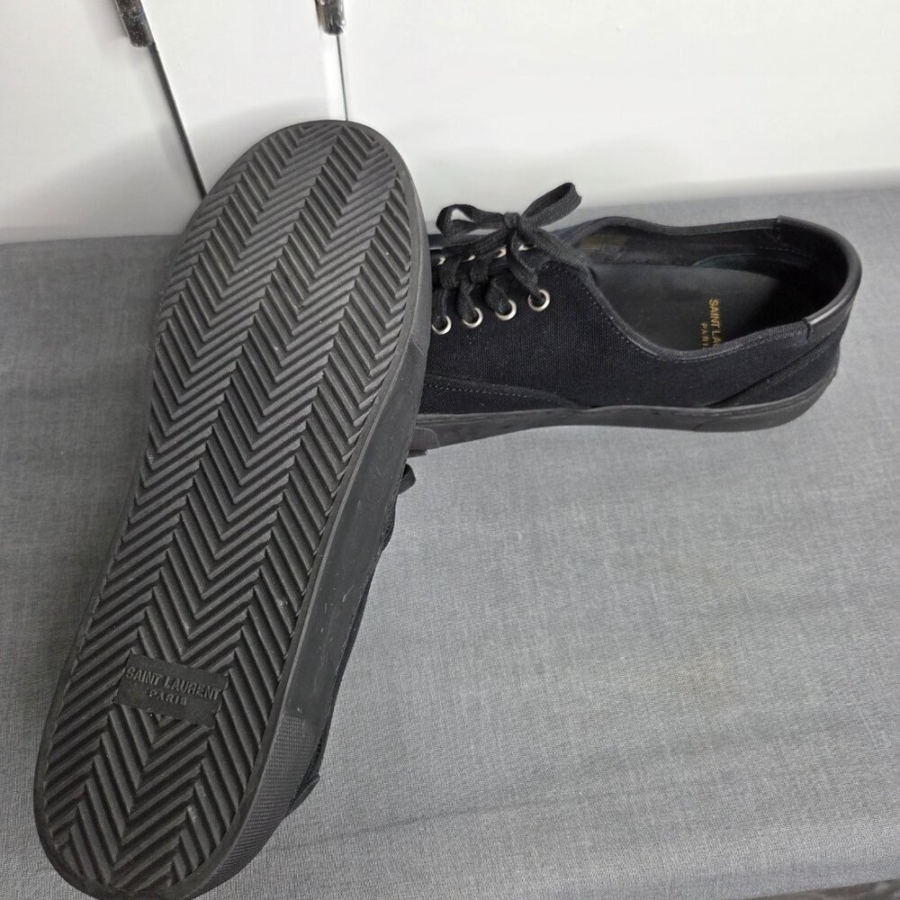 Saint Laurent - Men's Venice Black Canvas Low Top Sneakers - NWOT Size EU45 - Picture 11 of 12